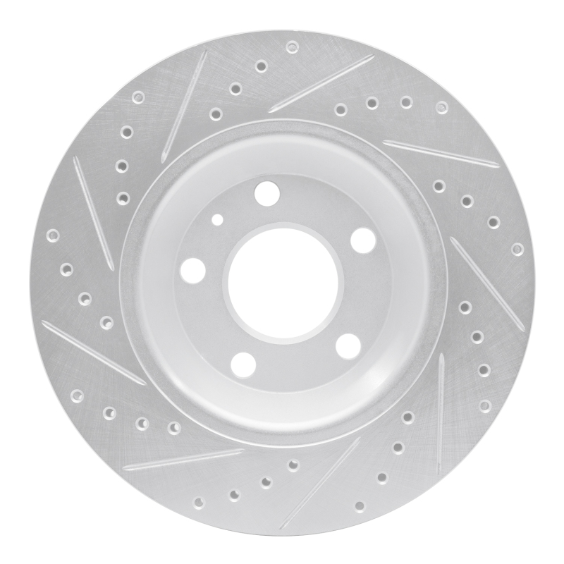 Audi S4 Brake Rotor (1) - Rear Right - R1 Concepts - Drilled & Slotted - Silver - `04-`09
